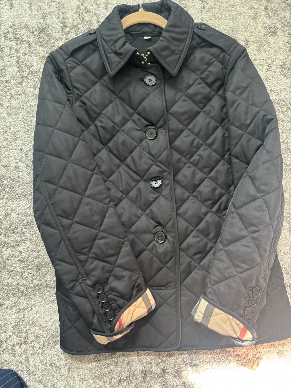 Burberry Quilted Jacket in Black with Gold Hardware
